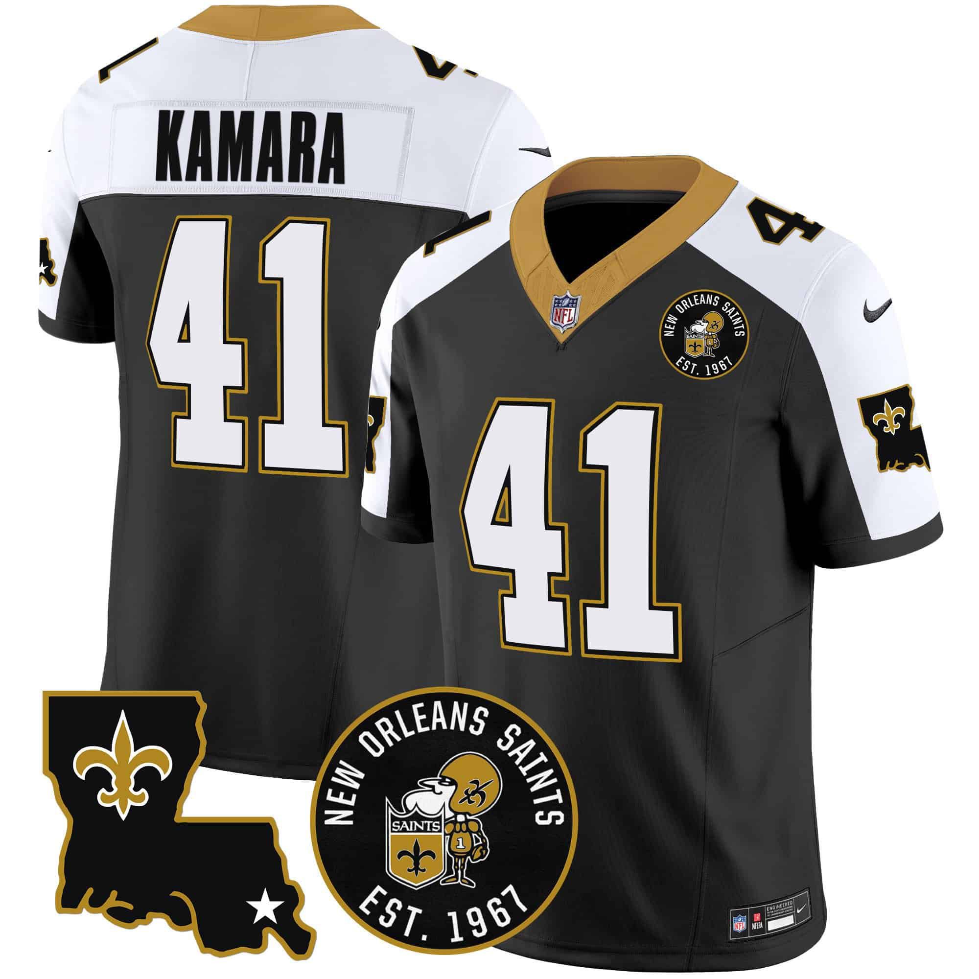 Men New Orleans Saints 41 Kamara Black 2024 Nike 1967 Patch Vapor Limited NFL Jersey